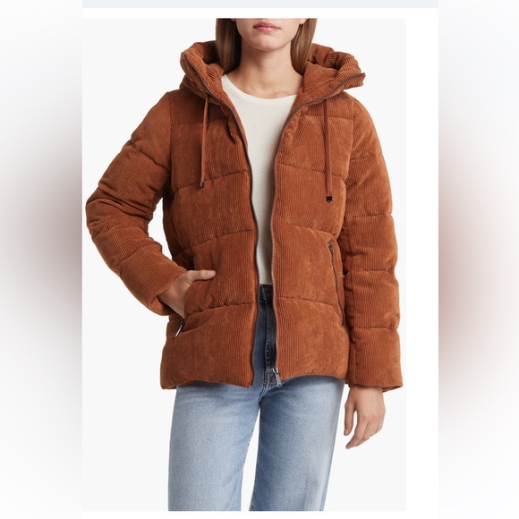 Sam Edelman corduroy puffer jacket, xs, cognac, women’s, new with tag - Picture 3 of 6